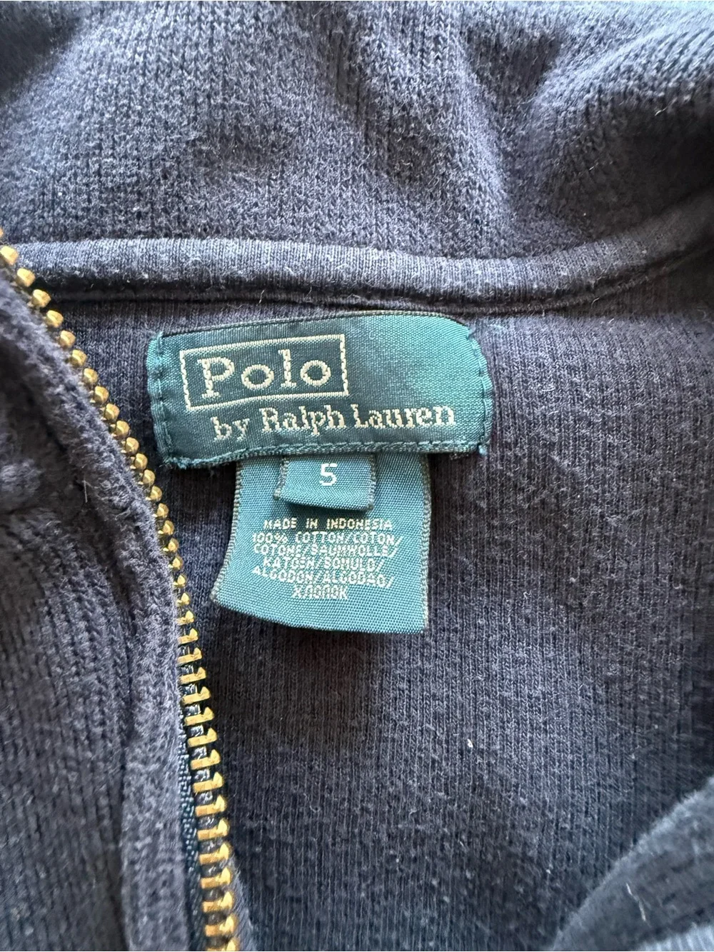 Ralph Lauren Navy Half-Zip Sweatshirt with Red Pony